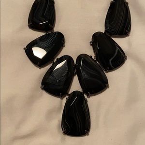 Black Banded Agate Harlow In Gunmetal Necklace